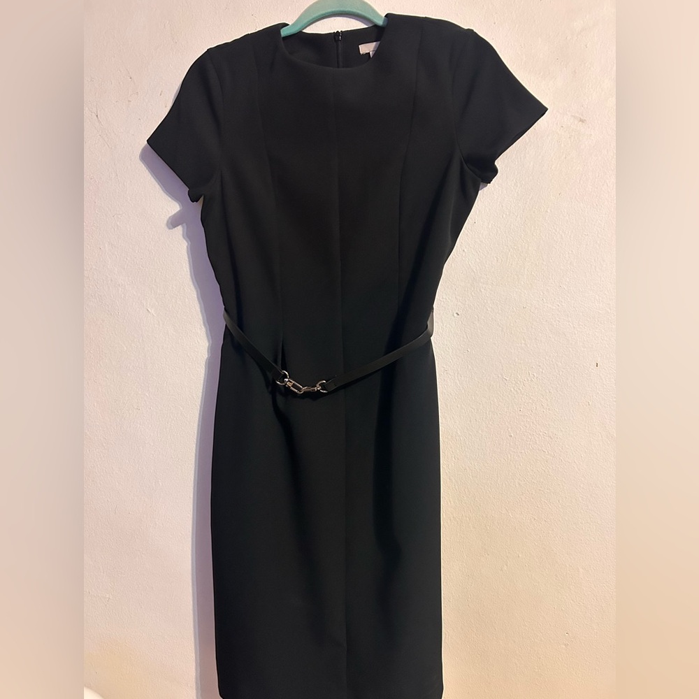 Black retro style work dress businesses casual